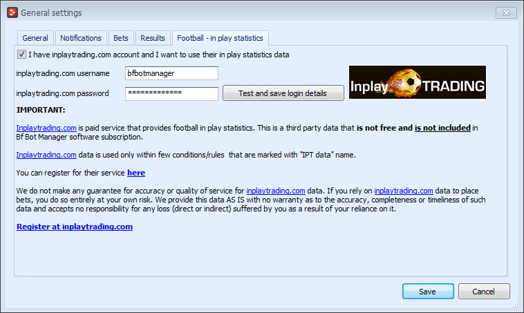 Football - in play trading settings