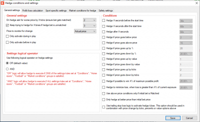 Hedge General Settings